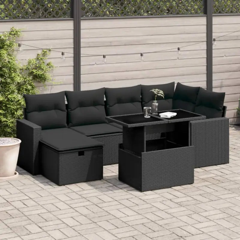 Loungeset van zwart gepoedercoat staal voor buiten optimaal comfort - Zwart / zonder opbergruimte - Tuinsets
