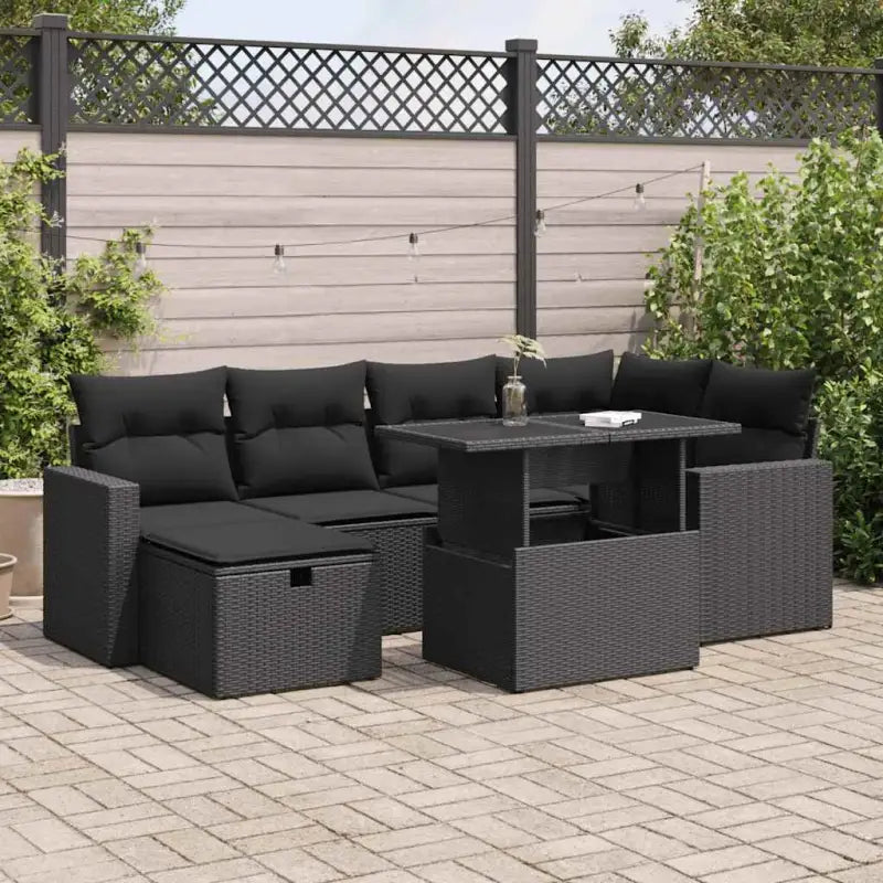Loungeset van zwart gepoedercoat staal voor buiten optimaal comfort - Zwart / met opbergruimte - Tuinsets