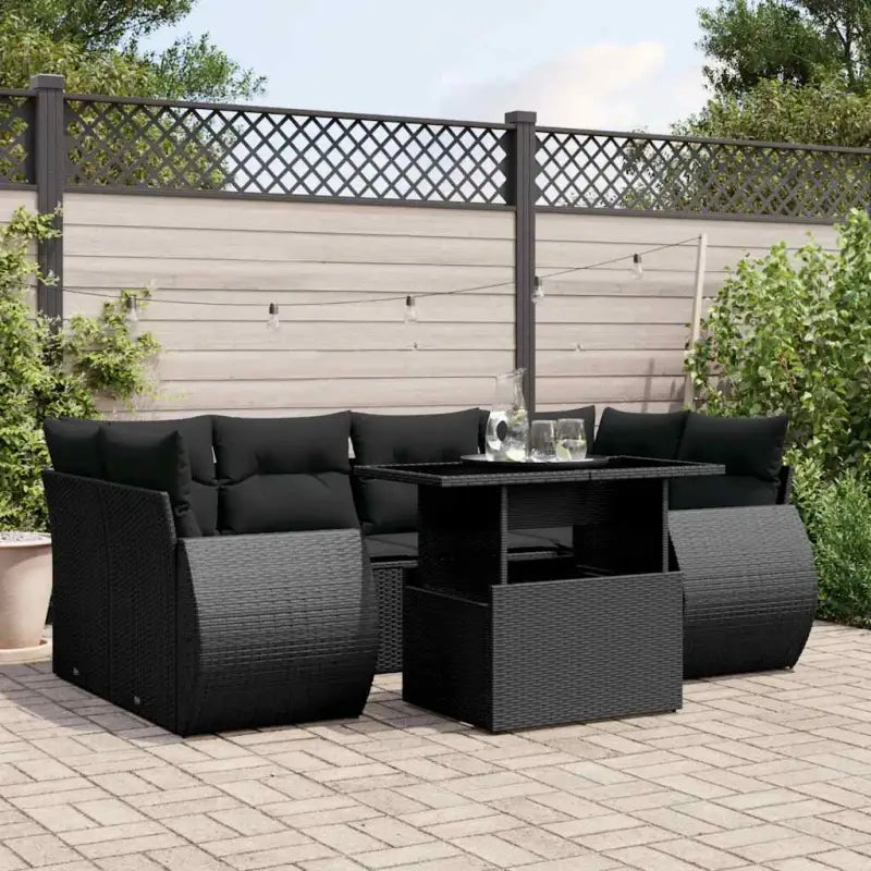 Loungeset van zwart materiaal en gepoedercoat staal voor buiten - Zwart / zonder opbergruimte - Tuinsets