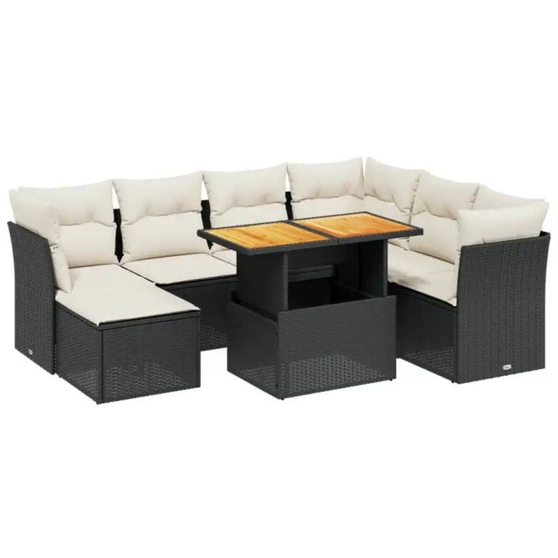 Loungeset van zwart materiaal en gepoedercoat staal voor buiten - Tuinsets