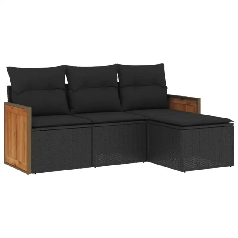 Loungeset van zwart materiaal en gepoedercoat staal voor buiten plezier - Tuinsets