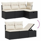 Loungeset van zwart materiaal en gepoedercoat staal voor buiten - Tuinsets