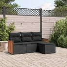 Loungeset van zwart materiaal en gepoedercoat staal voor buiten plezier - Zwart / Zonder tafel - Tuinsets