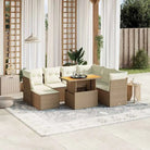 Loungeset van zwart materiaal en gepoedercoat staal voor buiten - beige en crèmekleurig / 3x hoek + 3x midden