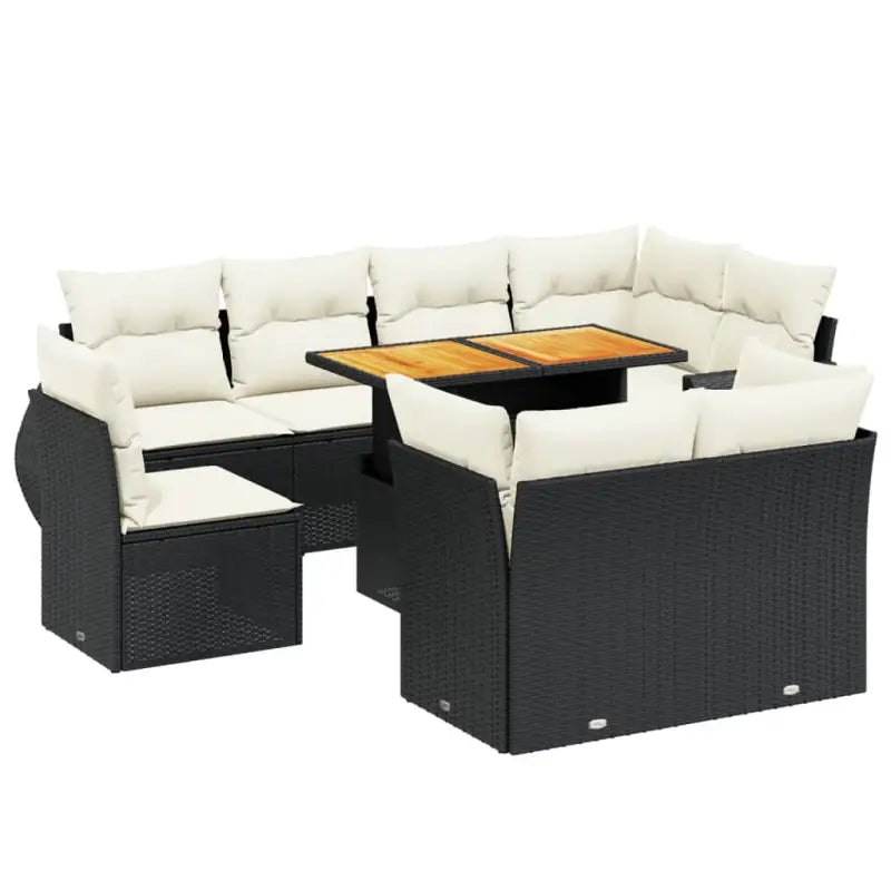 Loungeset van zwart materiaal en gepoedercoat staal voor je tuin - Tuinsets