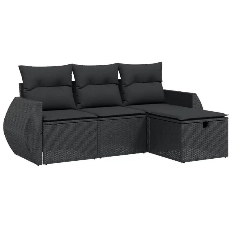 Loungeset van zwart materiaal en gepoedercoat staal voor tuin of terras - Tuinsets