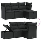 Loungeset van zwart materiaal en gepoedercoat staal voor tuin of terras - Tuinsets