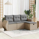 Loungeset van zwart materiaal en gepoedercoat staal voor tuin of terras - Beige en grijs / met opbergruimte - Tuinsets