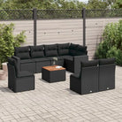 Loungeset van zwart materiaal met gepoedercoat staal en afmetingen - Zwart - Tuinsets