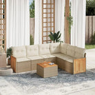 Loungeset van zwart materiaal met gepoedercoat staal en goede afmetingen - beige en crèmekleurig / Met tafel - Tuinsets