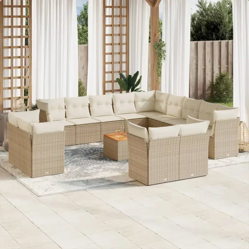 Loungeset van zwart materiaal met gepoedercoat staal en passende afmetingen - beige en crèmekleurig - Tuinsets