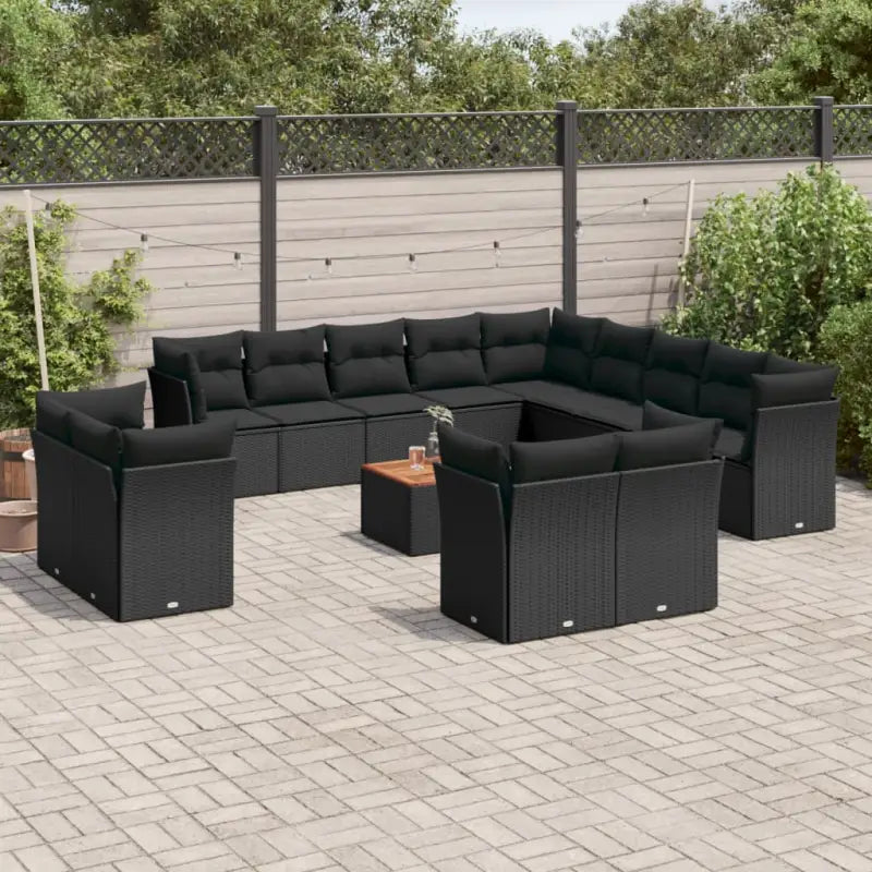 Loungeset van zwart materiaal met gepoedercoat staal en passende afmetingen - Tuinsets