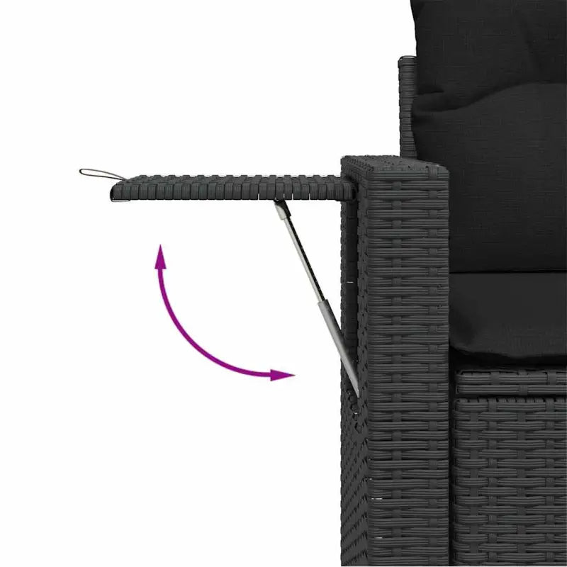 Loungeset van zwart materiaal met gepoedercoat staal en perfecte afmetingen - Tuinsets