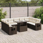 Loungeset van zwart materiaal met gepoedercoat staal en perfecte afmetingen - Bruin en crème / met opbergruimte