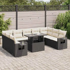 Loungeset van zwart materiaal met gepoedercoat staal en perfecte afmetingen - Zwart en crème / met opbergruimte