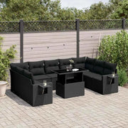 Loungeset van zwart materiaal met gepoedercoat staal en perfecte afmetingen - Tuinsets