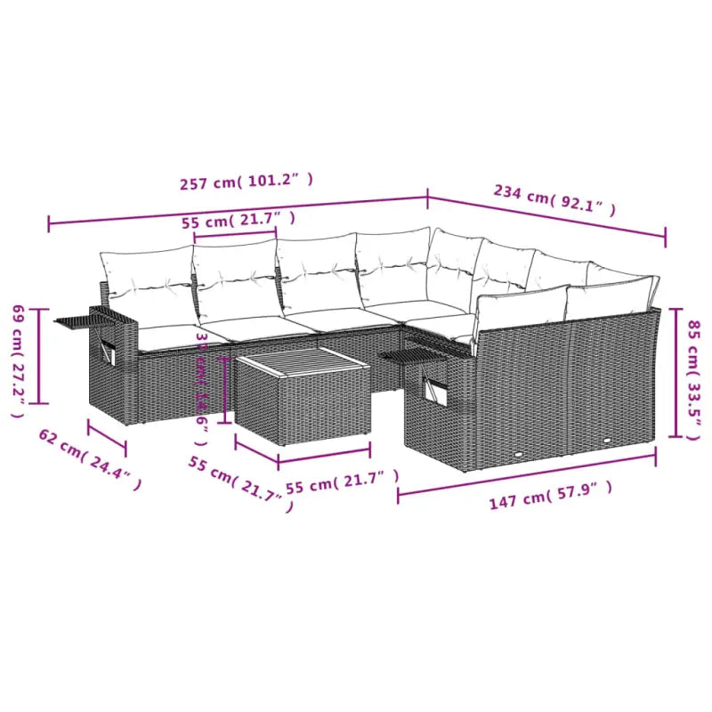 Loungeset voor buiten in grijs materiaal met waterdichte tas en gepoedercoat staal - Grijs - Tuinsets