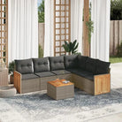 Loungeset voor buiten met beige materiaal en gepoedercoat staal - Grijs / Met tafel - Tuinsets