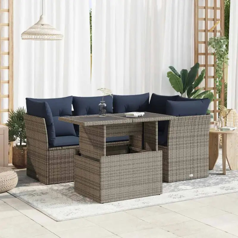 Loungeset voor buiten met waterdichte tas en grijs materiaal - Grijs / met opbergruimte - Tuinsets