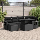 Loungeset voor tuin met beige materiaal en gepoedercoat staal - Zwart / met opbergruimte - Tuinsets