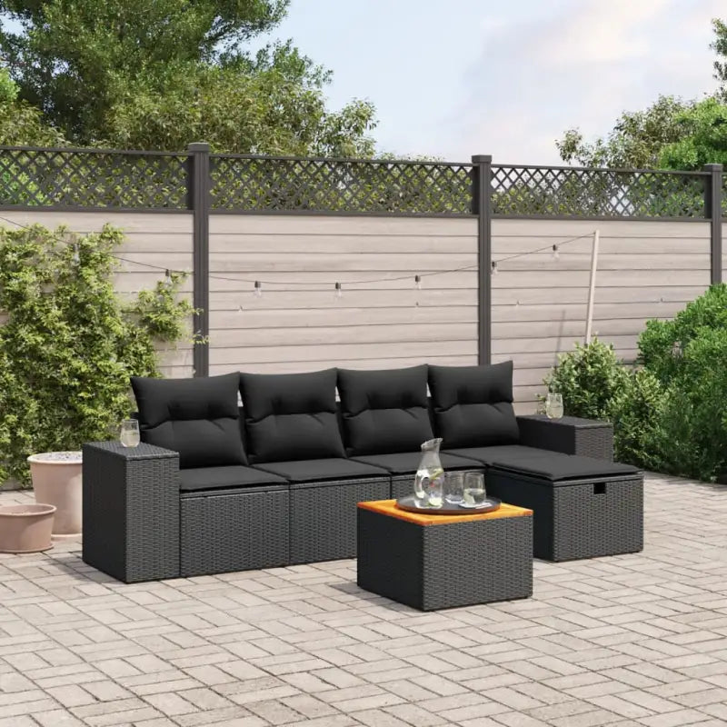 Loungeset voor tuin met grijs materiaal en gepoedercoat staal afmetingen - Zwart / zonder opbergruimte - Tuinsets