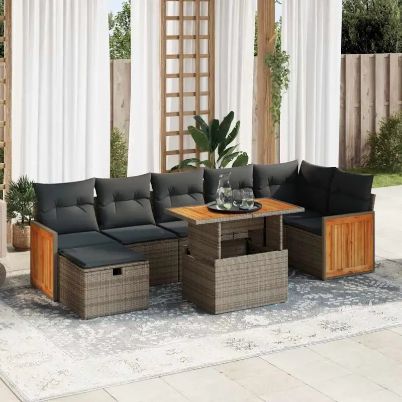 Loungeset voor tuin met grijs materiaal en gepoedercoat staal afmetingen - Grijs / met opbergruimte - Tuinsets