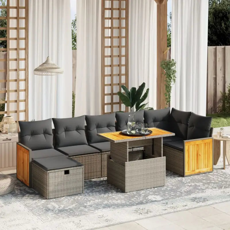 Loungeset voor tuin met grijs materiaal en gepoedercoat staal afmetingen - Grijs / zonder opbergruimte - Tuinsets