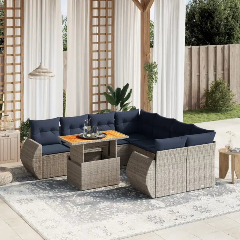 Loungeset voor tuin met grijs materiaal en gepoedercoat staal afmetingen - Grijs / zonder opbergruimte - Tuinsets