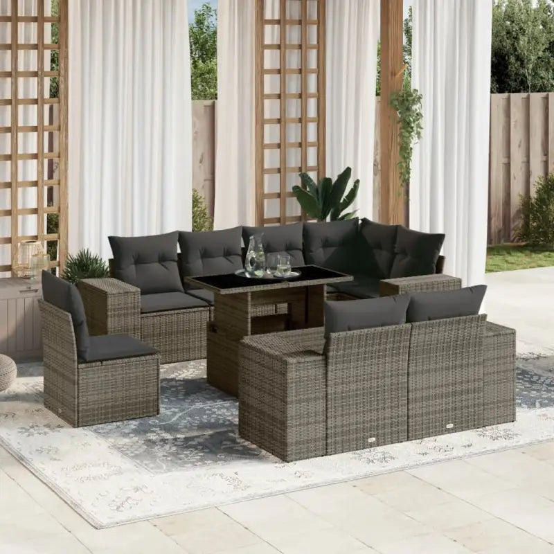 Loungeset voor tuin met grijs materiaal en gepoedercoat staal afmetingen - Tuinsets