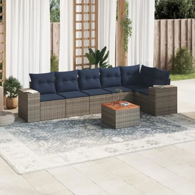 Loungeset voor tuin met grijs materiaal en gepoedercoat staal - Grijs / 3x midden + Tafel + hoek - Tuinsets