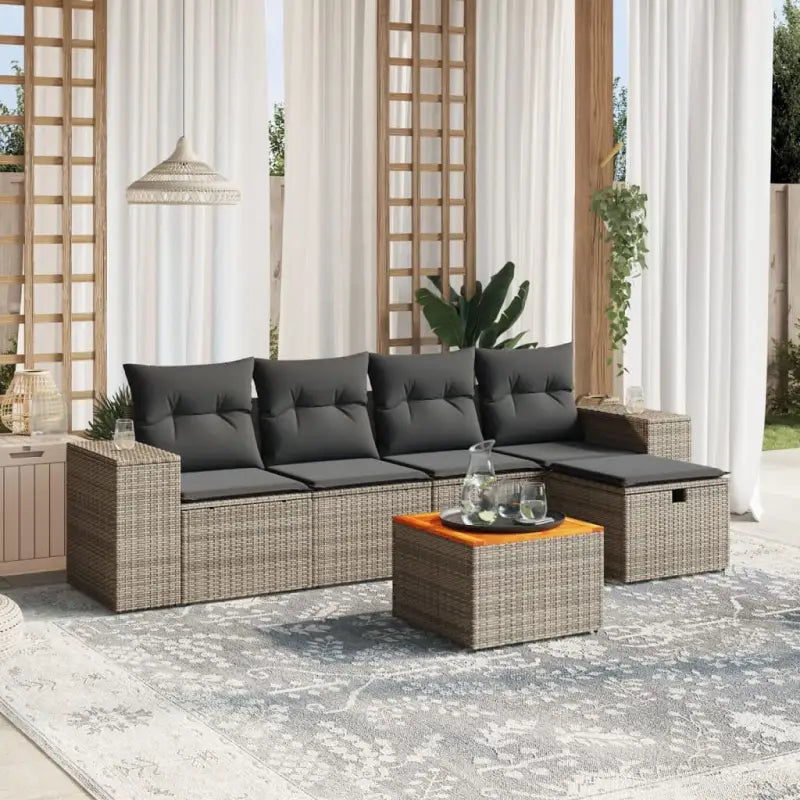 Loungeset voor tuin met grijs materiaal en gepoedercoat staal afmetingen - Grijs / zonder opbergruimte - Tuinsets