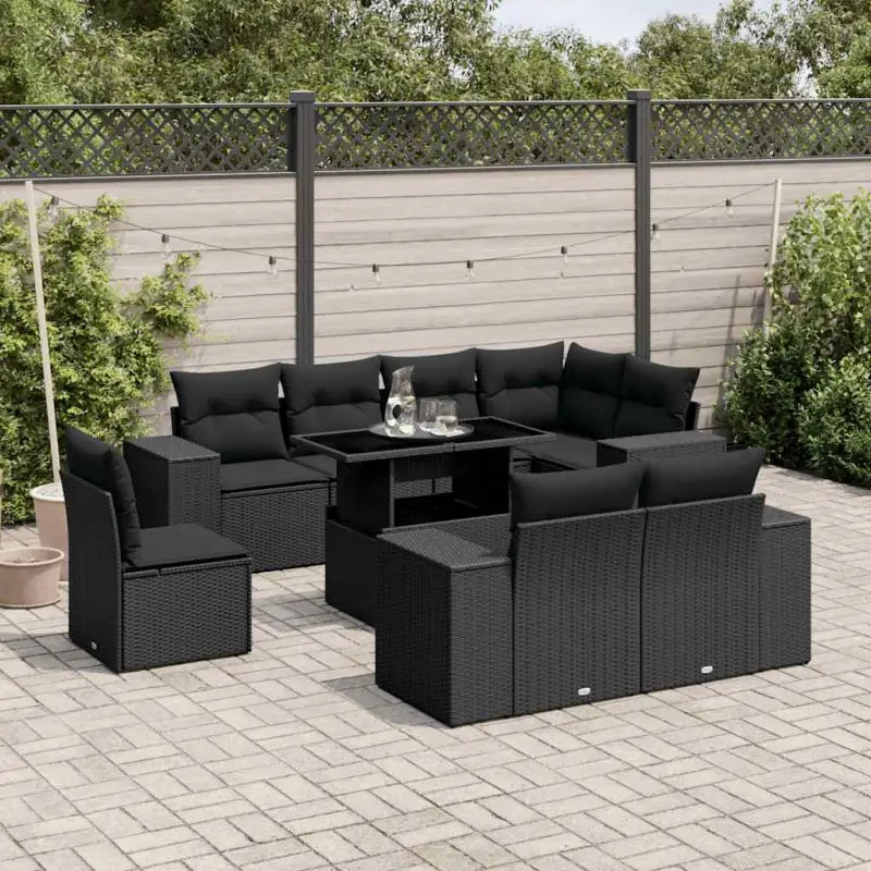 Loungeset voor tuin met grijs materiaal en gepoedercoat staal afmetingen - Zwart / zonder opbergruimte - Tuinsets
