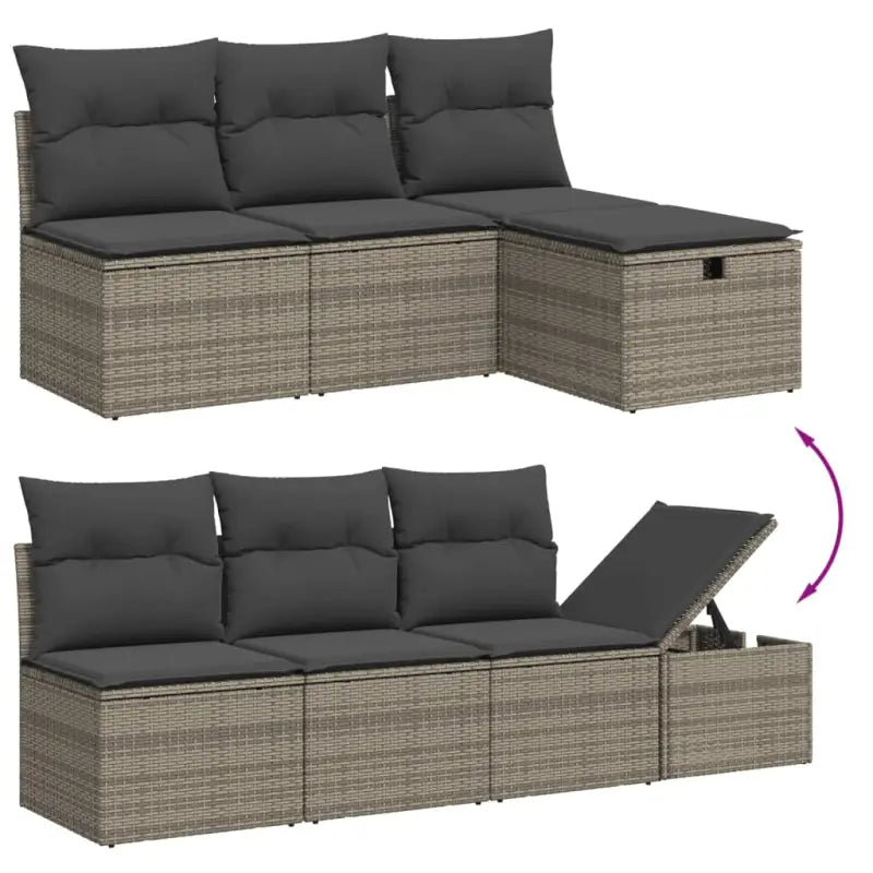 Loungeset voor tuin met grijs materiaal en gepoedercoat staal afmetingen - Tuinsets