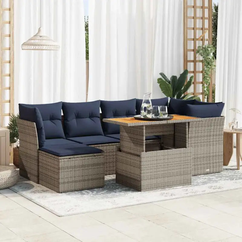 Loungeset voor tuin met grijs materiaal en gepoedercoat staal - Grijs / met opbergruimte - Tuinsets