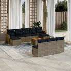 Loungeset voor tuin met grijs materiaal en gepoedercoat staal afmetingen - grijs en marineblauw / Met tafel - Tuinsets