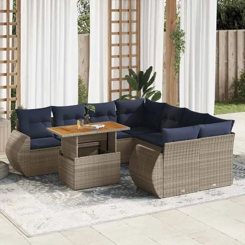 Loungeset voor tuin met grijs materiaal en gepoedercoat staal afmetingen - Grijs / met opbergruimte - Tuinsets