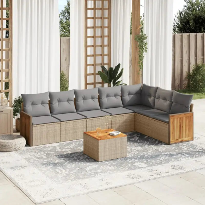 Loungeset voor tuin met grijs materiaal en gepoedercoat staal - Beige en grijs / Met tafel - Tuinsets