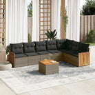 Loungeset voor tuin met grijs materiaal en gepoedercoat staal - Grijs / Met tafel - Tuinsets