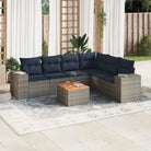 Loungeset voor tuin met grijs materiaal en gepoedercoat staal - Grijs / Tafel + hoek + 3x midden - Tuinsets