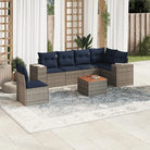 Loungeset voor tuin met grijs materiaal en gepoedercoat staal - Grijs / Tafel + 3x midden + hoek - Tuinsets