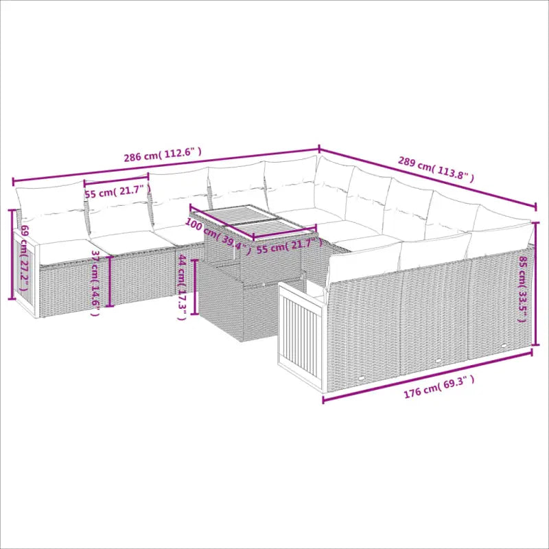 Loungeset voor tuin met grijs materiaal en gepoedercoat staal - Tuinsets
