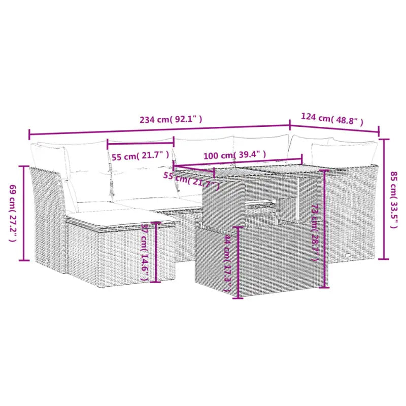 Loungeset voor tuin met grijs materiaal en gepoedercoat staal - Tuinsets