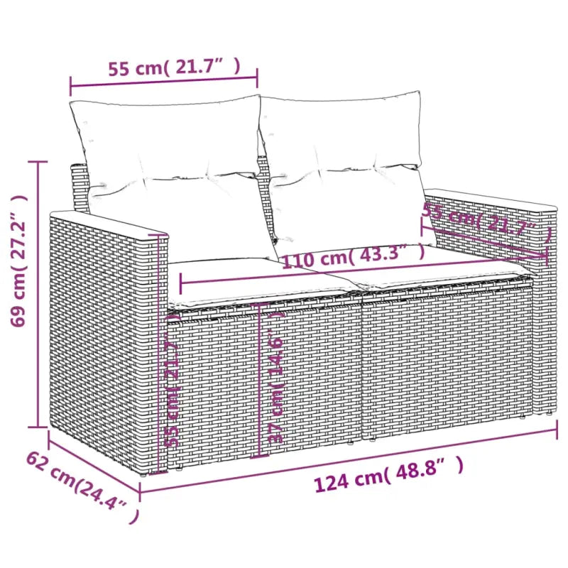 Loungeset voor tuin met grijs materiaal en gepoedercoat staal - Tuinsets