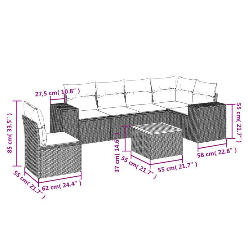 Loungeset voor tuin met grijs materiaal en gepoedercoat staal - Tuinsets