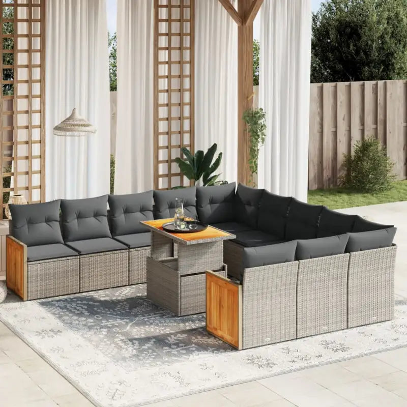 Loungeset voor tuin met grijs materiaal en gepoedercoat staal - Tuinsets