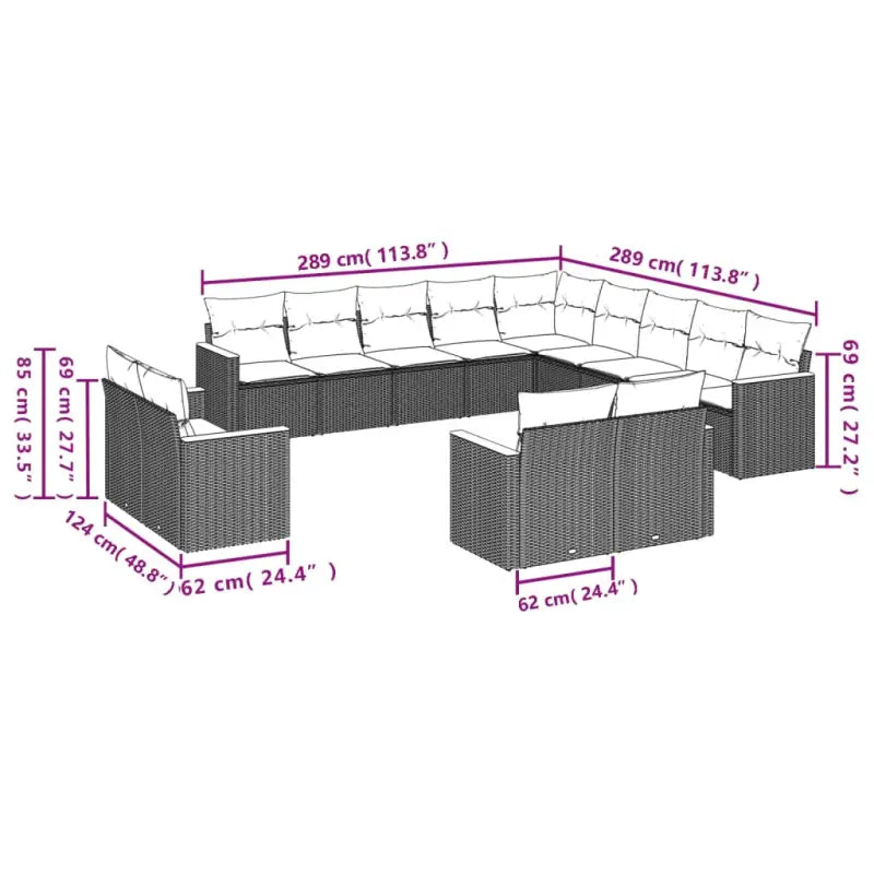 Loungeset voor tuin met grijs materiaal en gepoedercoat staal - Tuinsets