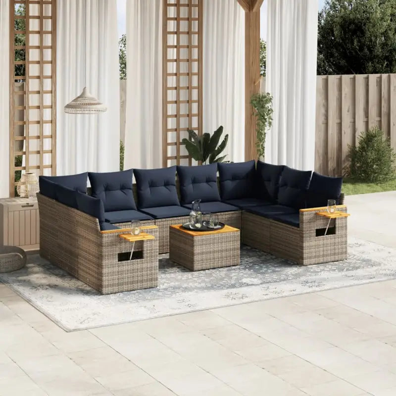 Loungeset voor tuin met grijs materiaal en gepoedercoat staal - Tuinsets