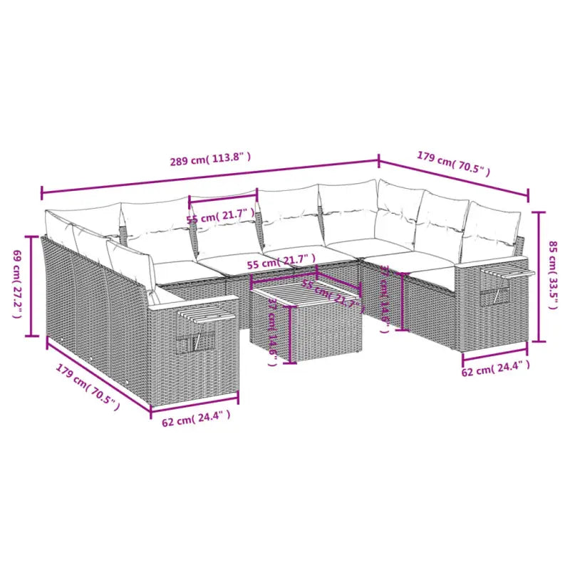Loungeset voor tuin met grijs materiaal en gepoedercoat staal - Tuinsets