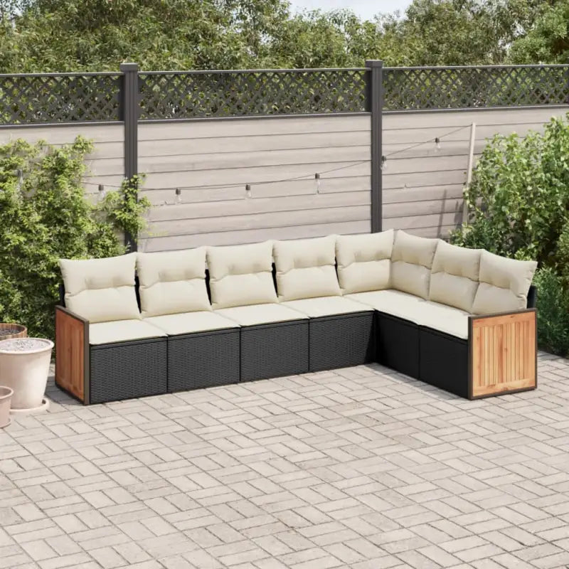 Loungeset voor tuin met grijs materiaal en gepoedercoat staal - Zwart en crème / Zonder tafel - Tuinsets