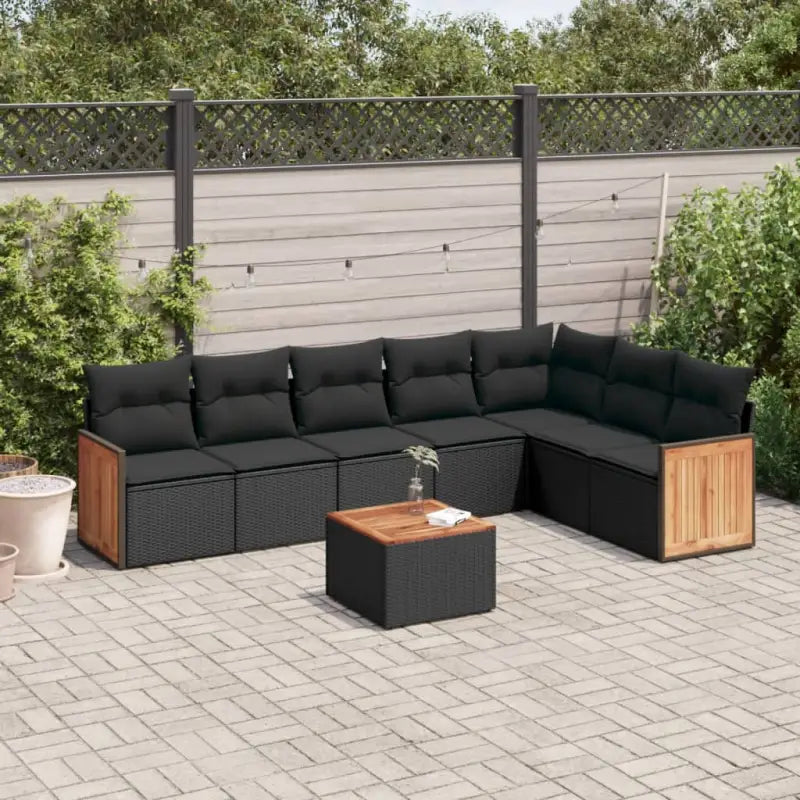 Loungeset voor tuin met grijs materiaal en gepoedercoat staal - Zwart / Met tafel - Tuinsets
